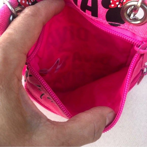 Disney's Minnie Mouse"Glam" Cross-Body Passport Purse Shoulder Bag, Neon Pink - Picture 6 of 11